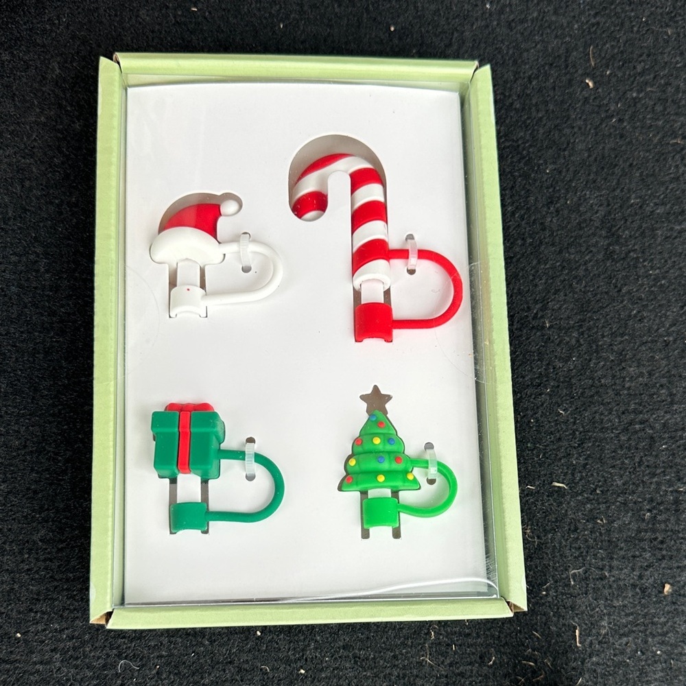 Christmas straw toppers set of 4